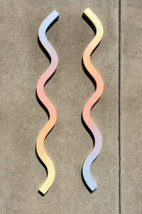 Robyn A. Frank, Waves — the more, the more, Acrylic paint on MDF with plastic wood, sealed with UVLS varnish, Dyptich, overall dimension varried, ~86" x 24", 2022 $900 ea or $1600 for both